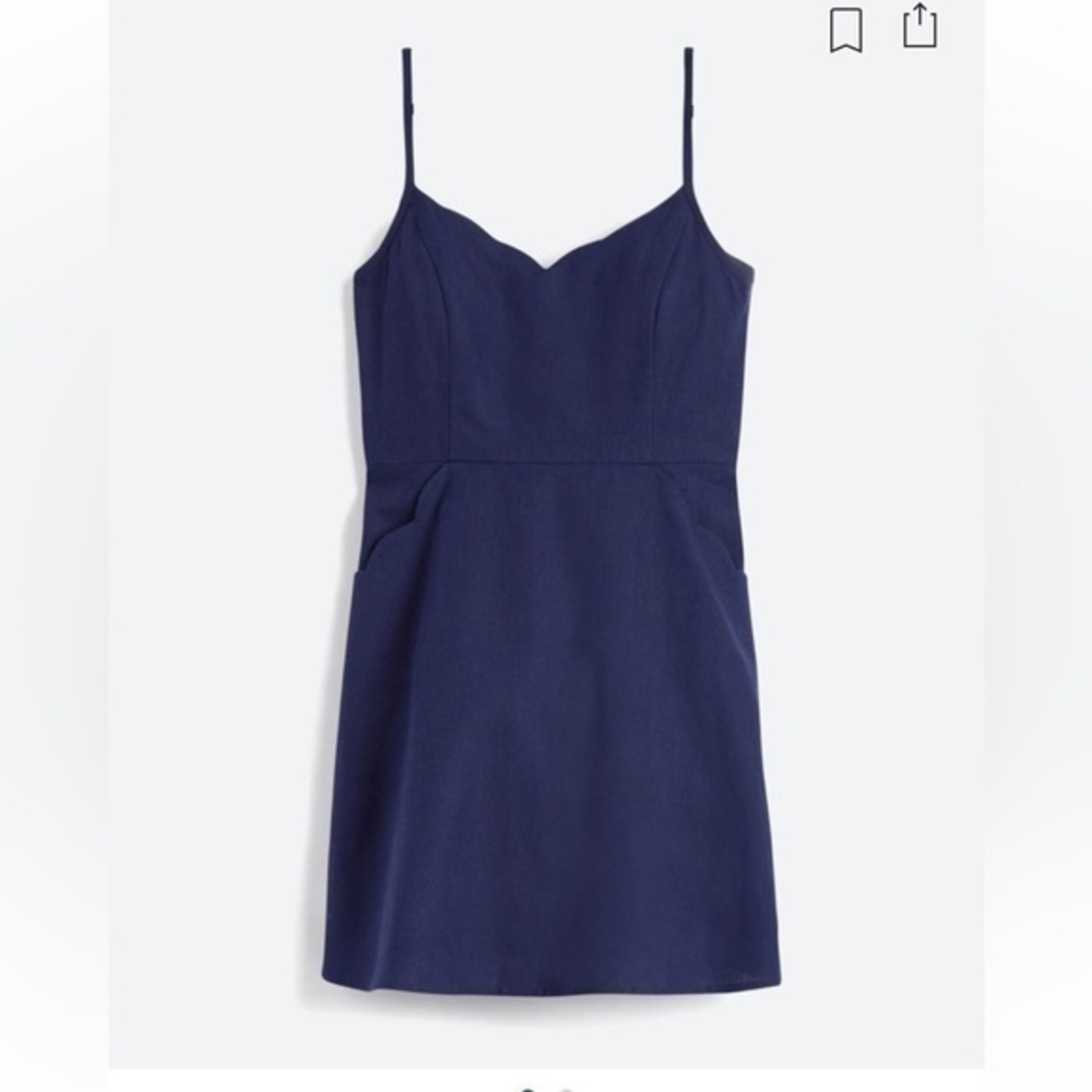 Pixley Crissie Scallop Detail Linen Dress, Size Medium